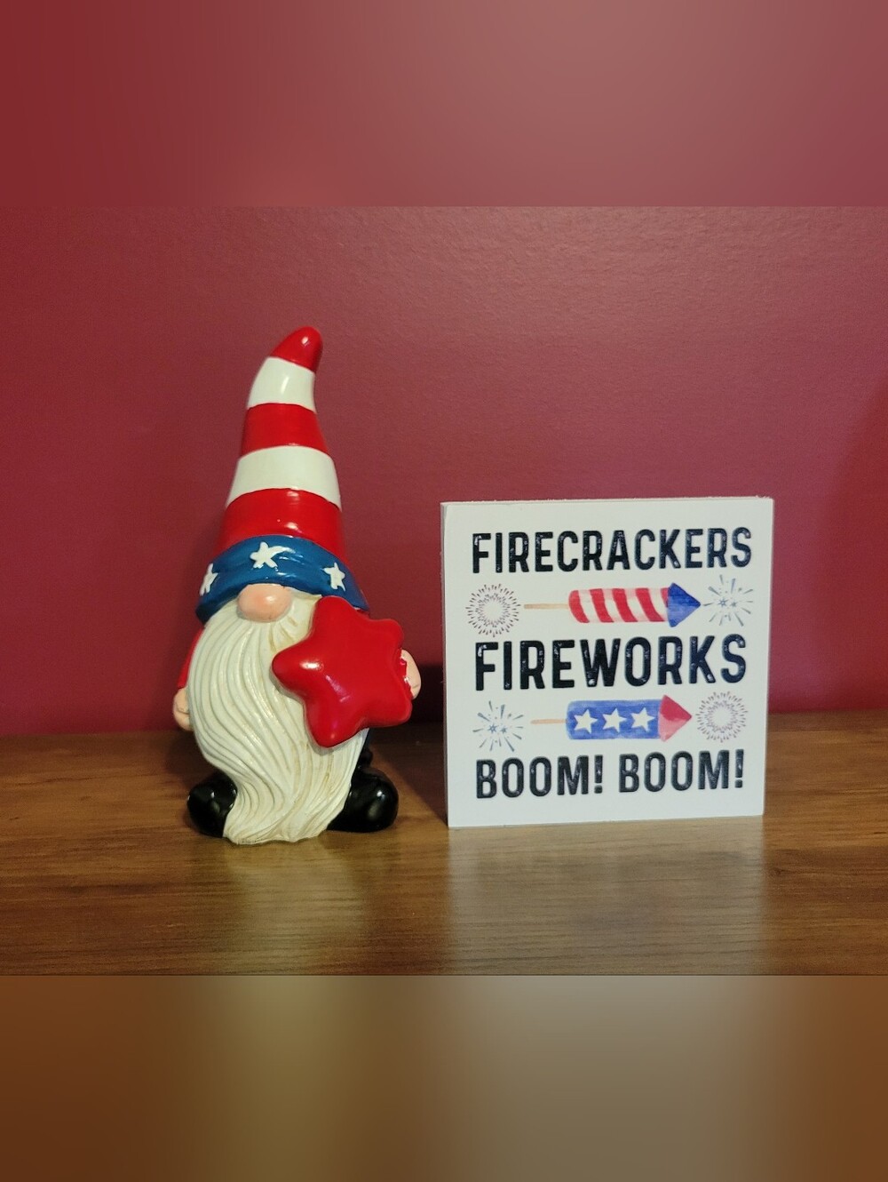 Patriotic Red White and Blue Gnome Set